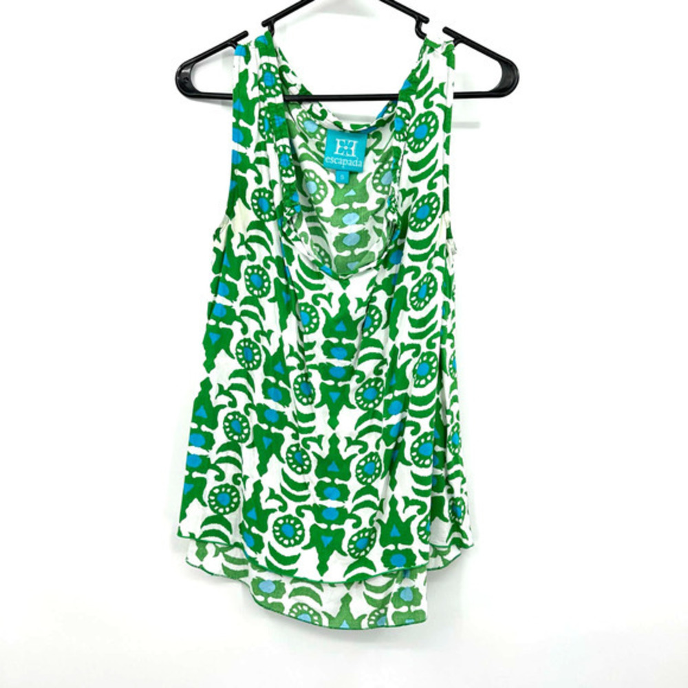 Escapada size Small tank top sleeveless blouse white green blue